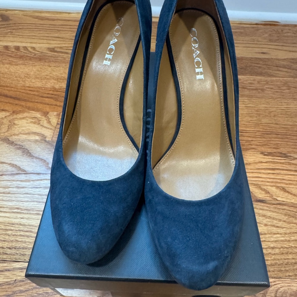 Coach Women's Dark Suede Heels - Picture 2 of 5